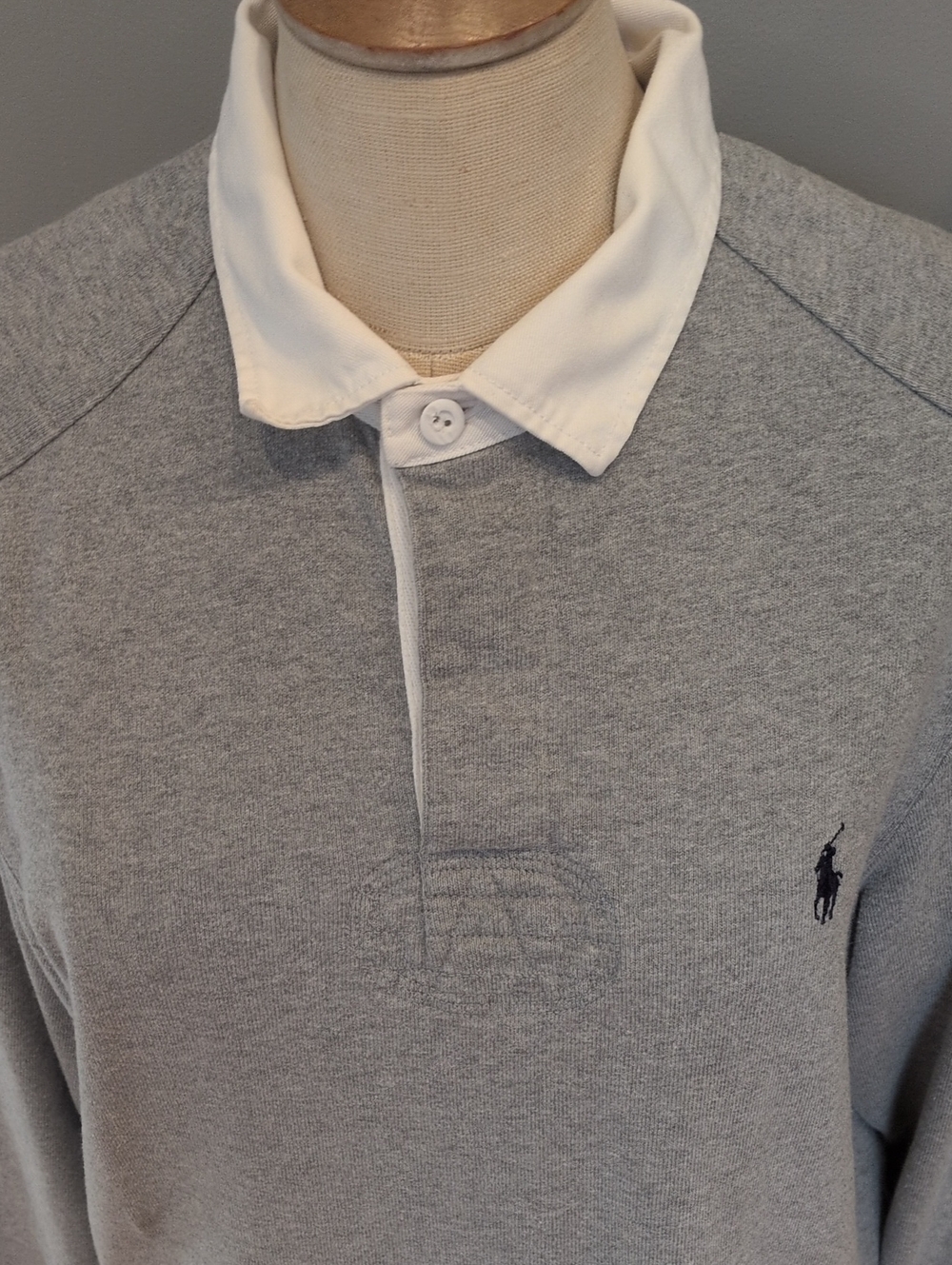 Men's Polo by Ralph Lauren Heather Gray Long-Sleeve Rugby Polo Large - Picture 2 of 11